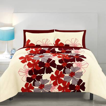 AURA HOME FASHION 160 TC Cotton Double Floral Flat Bedsheet