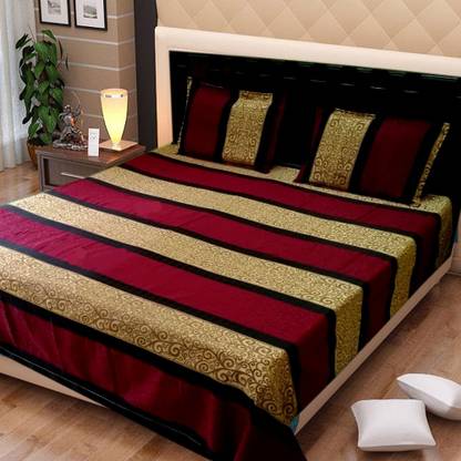 Exotic Home 1 TC Silk King Self Design Fitted & Flat Bedsheet