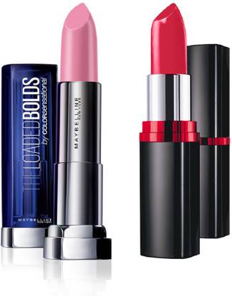 MAYBELLINE NEW YORK Lipstick Combo Pack (Color Sensational Loaded Lipstick, Baby Pink + Color Show Lipstick, Cherry Crush)