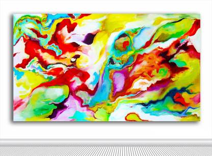 TAMATINA Tamatina Canvas Painting - Splash of Colours - Modern Canvas Art. Oil 27 inch x 15 inch Painting
