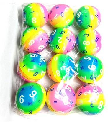 KIDZIAN Numbers & Symbols Printed soft balls for kids Squeeze balls set of 12 pieces.  - 7 cm