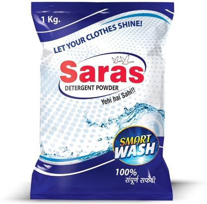 Saras SMARTWASH DETERGENT POWDER 1 KG Detergent Powder (BLOSSOM)