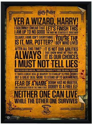 WB Official Licensed Harry Potter Quotes Typography'Yer A Wizard, Harry!' Poster A3+ 13 x 19 Frame Paper Print