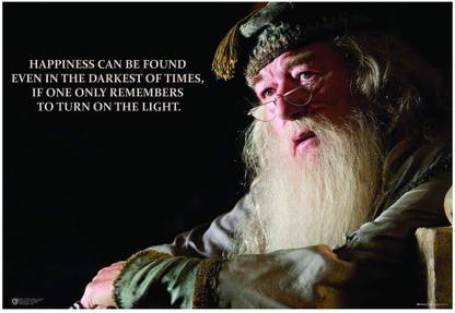 WB Official Licensed Harry Potter Albus Dumbledore Happiness Quote Motivational Poster A4 Paper Print