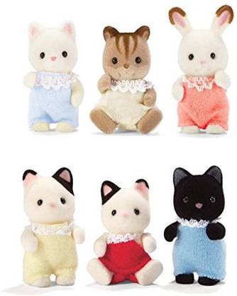 Calico Critters Baby Friends Triplets and Tuxedo Cat Triplets