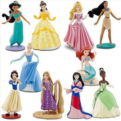 Disney Store Deluxe Disney Princess Figurine Playset (10 Pc.) Including Princesses Rapunzel, Ariel, Aurora, Belle, Cinderella, Jasmine, Snow White, Mulan, Pocahontas and Tiana by