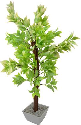 fancymart Artificial Latex Leaves Tree Bonsai Artificial Plant  with Pot