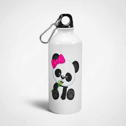 iKraft Cute Panda Cartoon Printed Sport Bottle-White-600ml Water Bottle Gift for Kids 600 ml Sipper