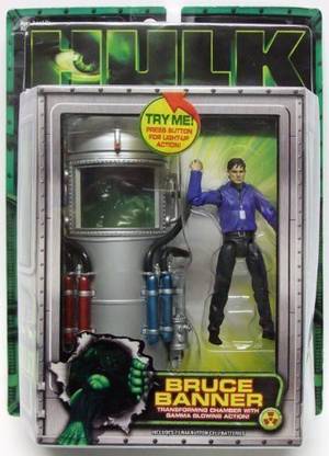 Universal Hulk, Bruce Banner, Transforming Chamber with Gamma Glowing Action by Toy Biz