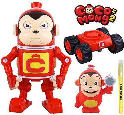 Wonder Kids [Cocomong] Talking Transformation Robocong with Cocomong with figures + SuperDaddy Highlighter (Gift) Kids for animation Toys