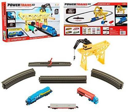 Jakks Pacific Power Trains 2.0 STARTER SET 23pc - Port Cargo Loader Crane & Gantry Motorized Train - Real Working Crane & Gantry! Working Light, 10 Feet of Track / Oval Setup