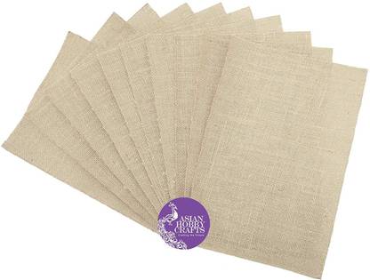 ASIAN HOBBY CRAFTS Natural Jute A4 Size Sheets Burlap with Glitter-Sheets - 10-Sheets