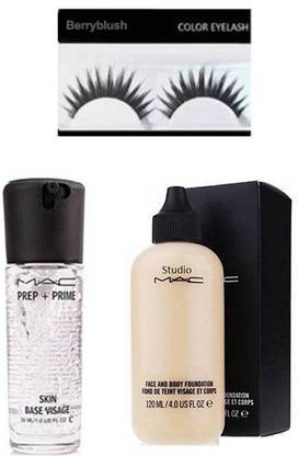 berryblush combo of face and body foundation prep+prime and eyelashes