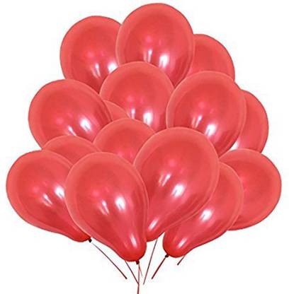 Masti Zone Solid Pack of 100 Red Metallic Latex Balloons for Birthday Decoration 12 Inch (Red) Balloon