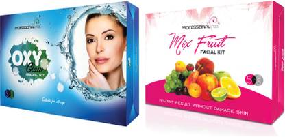 Professional feel oxyglow + mix fruit facial kit, suitable for all age, unisex for fairness (500 + 500 g)