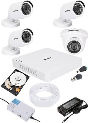 HIKVISION HIKVISION 2MP 4CH DVR DA-7A04HGHI-F1/N OR DS-7A04HGHI-F1/ECO 01PCS 2MP DOME CAMERA DS-2CE5ADOT-IRP OR DS-2CE5DOT-IRP/ECO 01PCS BULLET CAMERA DS-2CE1ADOT-IRP OR DS-1ADOT-IRP/ECO 03PCS 1TB HDD 90METAR CABLE COMBO KIT Security Camera