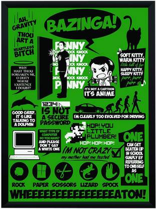 WB Official Big Bang Theory Sheldon Cooper Funny Quotes and Icons Poster A4 Frame Paper Print