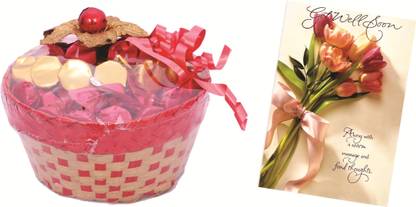 Skylofts Lovely Chocolate Basket with get well soon card Combo
