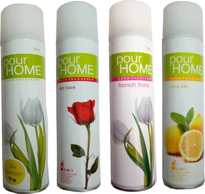 POUR HOME SWEET Spray RED ROSE ROOM FRESHENER 225 ML+LIME LIFE ROOM FRESHENER 225 ML+FRENCH FLORA ROOM FRESHENER 225 ML+JUST JASMINE ROOM FRESHENER 225 ML