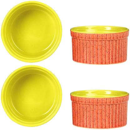 कैफ़ीन Handmade Matte Peach & Glossy Yellow सिरेमिक डेसेर्ट बाउल