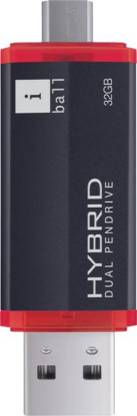 iball Hybrid Dual 32GB Pendrive Wth Micro-B & Standard USB Interface 32 GB OTG Drive Compatible with Tablet, Laptop USB 2.0 Plastic Case