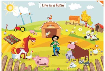 Life in a Farm - Size A3 - 11.7 X 16.5 inches Paper Print