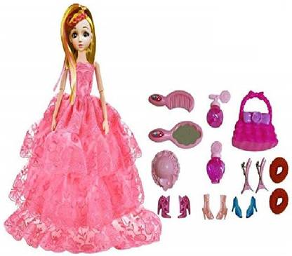 Toy Arena Gorgeous 3D Eyes Princess Doll with Pretty Gown and Fashion Accessories for Kids(Assorted Color)
