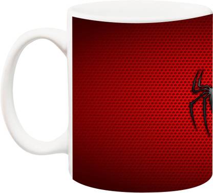 ANNI69 Spider Logo With Dot net Red Background Bone China Coffee Mug