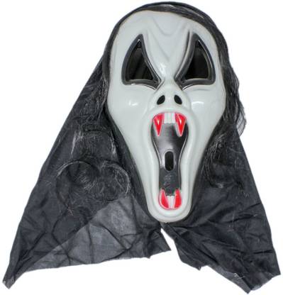Tootpado Vampire Scream Face Mask With Hair & Hood Halloween Props - Black & White (2FNS115) Party Mask