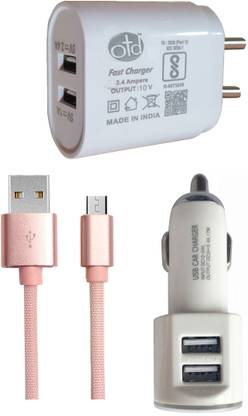 OTD Wall Charger Accessory Combo for Redmi Note 4, Redmi Note 5, Oppo F7, Samsung Galaxy J2