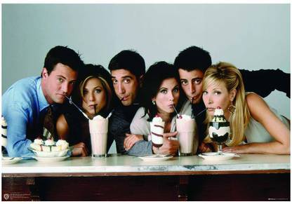 WB Official Licensed Friends TV Series All Drinking Coffee Chandler Rachel Phoebe Ross Joey Monica Poster A3+ 13 x 19 inches Paper Print