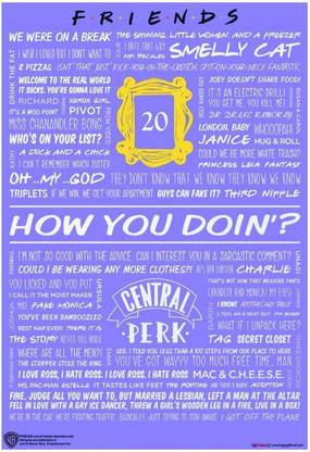 Official Licensed Friends TV Series Quote Typhographic Infographic Saysings Frame Poster A4 Paper Print