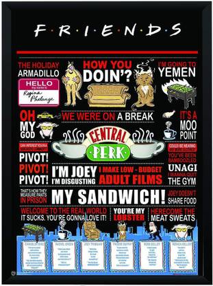 WB Official Licensed Friends Quote Infographic Sayings TV Series Poster A4 Frame Paper Print