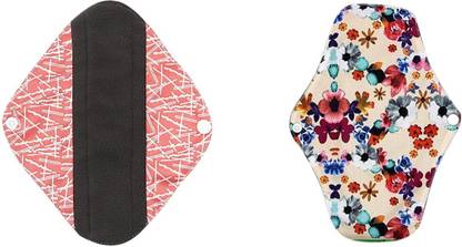 Kumari's MEDIUM (Pack Of 2) Reusable Sanitary Pads With Bamboo Charcoal Absorbency Layers, Menstrual Cloth Pads, Nursing Panty Liners, Post Delivery Bleeding Sanitary Pad Sanitary Pad