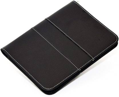 Divinext Leather Document File Folder with Attached Calculator, Letter Size (Fits A5 Size), Black