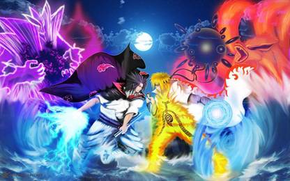 Athah Anime Naruto Fight Naruto Uzumaki Sasuke Uchiha 13*19 inches Wall Poster Matte Finish Paper Print