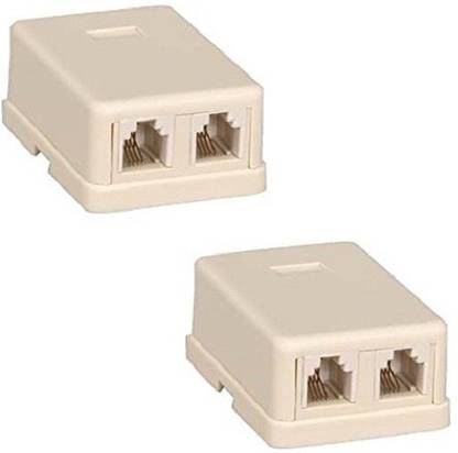 VGS MARKETINGS Dual Port Telephone Rosette Pack Of 2 Pcs Surface Mount Modular Jack Block BOX Telephone Rosette Surface Mount Modular Jack Block Box CONNECTOR Wire Connector