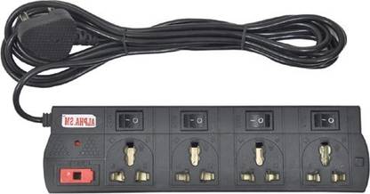 ALPHA.SM SOCKET SURGE PROTECTOR(BLACK) 4  Socket Extension Boards