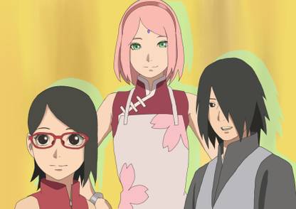 Athah Anime Boruto Sakura Haruno Sarada Uchiha Sasuke Uchiha 13*19 inches Wall Poster Matte Finish Paper Print