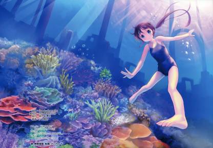 Athah Anime Original Water Girl Swimming Swimsuit 13*19 inches Wall Poster Matte Finish Paper Print