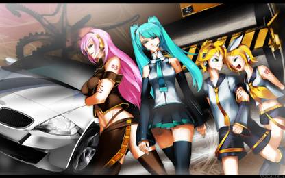 Athah Anime Vocaloid Blue Cute Girl Hatsune Miku Len Kagamine Rin Kagamine Luka Megurine Car 13*19 inches Wall Poster Matte Finish Paper Print