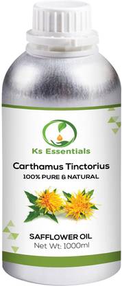 Ks Essentials 100% Pure Safflower Oil (Carthamus tinctorius) Natural & Undiluted (1000ml)