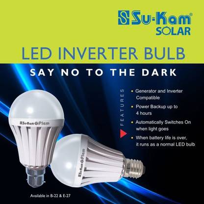 Su-Kam Pack of 2 Led 7 watt Rechargeable Inverter Bulb Upto 4 Hours backup (environment Friendly) B-22 4 Bulb Emergency Light