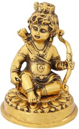 Handicrafts Paradise Lord Ram playing with dhanush in metal antique gold plated by Handicrafts Paradise Decorative Showpiece  -  15 cm