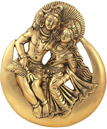 Handicrafts Paradise Shiv Parvati in metal antique golden finish by Handicrafts Paradise Decorative Showpiece  -  23 cm