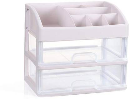 HOUSE OF QUIRK 2 Layer Makeup Storage Box Cosmetic Organizer Multi-Layer Clear Drawer for Bathroom Bedroom Dressing Table Drawer Size - 34(L) 25(W) 29(H) cm Jewellery Box, Jewellery Organizer, Makeup Storage Box Vanity Box