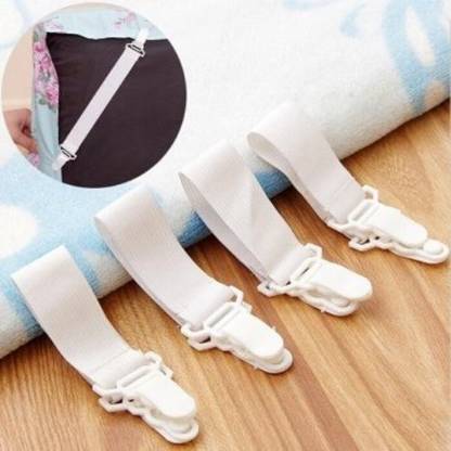 MOONSHINE 4x Bed Sheet Grippers Clip Holder Fasteners Set Elastic Under Bed Storage