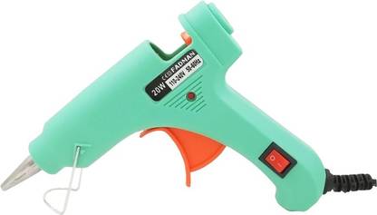 FADMAN TURQUOISE MINI HOT MELT GLUE GUN 20 WATT (ON OFF SWITCH & INDICATOR) WITH ADHESIVE HOT GLUE STICKS Standard Temperature Corded Glue Gun
