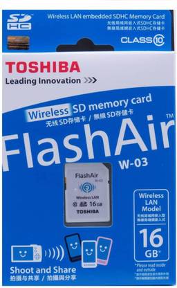 TOSHIBA Memory Card Flash Air Wifi 16 GB SD Card Class 10 20  Memory Card Compatible with Computer, Camera, Tablet