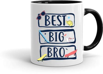 MUGKIN Best Big Bro Printed InnerBlack Ceramic 350ml for Bhai , Brother, Cousin.Bro.IB- Ceramic Coffee Mug